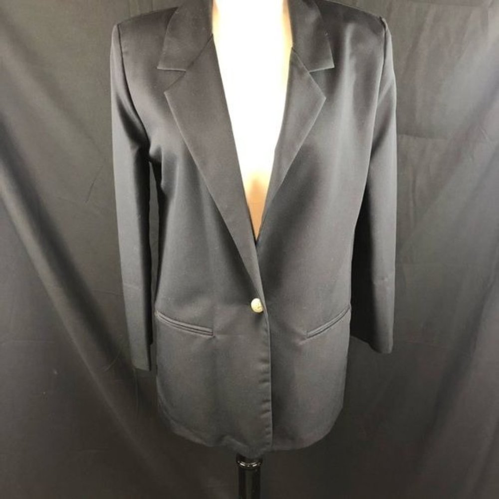 Barrie Stephens women's vintage black blazer jacket small 1 gold button